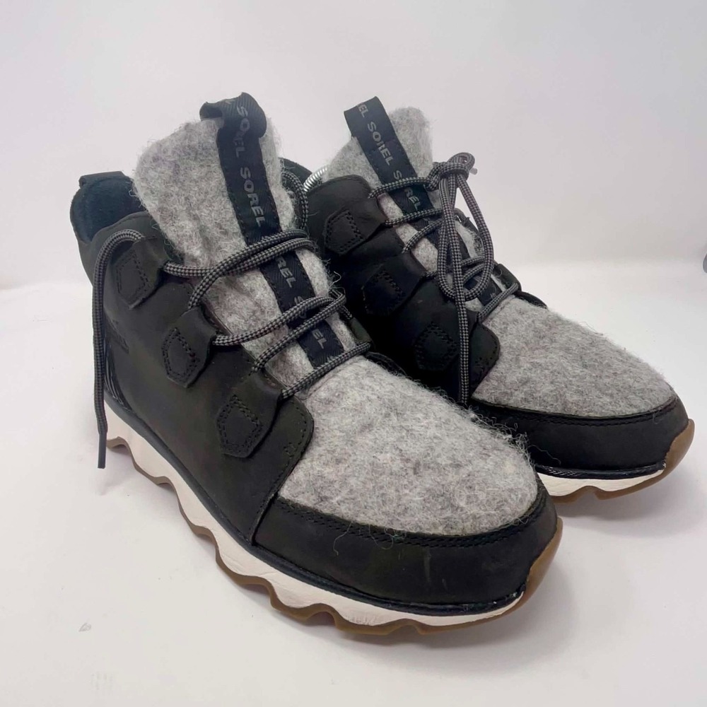 Sorel Kinetic Caribou Womens 11 Felt Black Waterproof Winter Boots NL3372-010